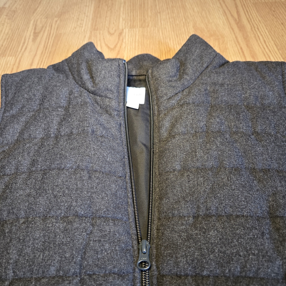 J.Jill Quilted Puffer Vest Women’s Size Large Gray Zip Front Layering Fall